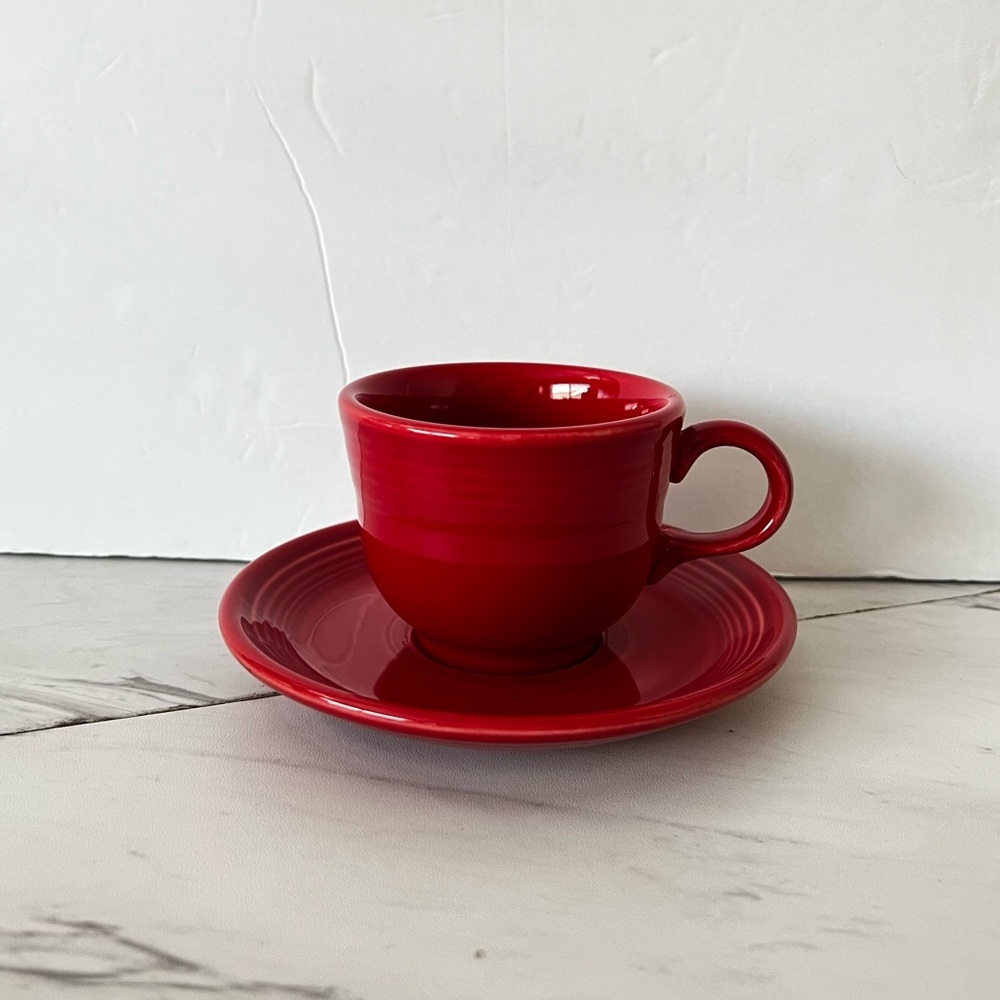 Fiesta Scarlet Red Tea Cup and Saucer